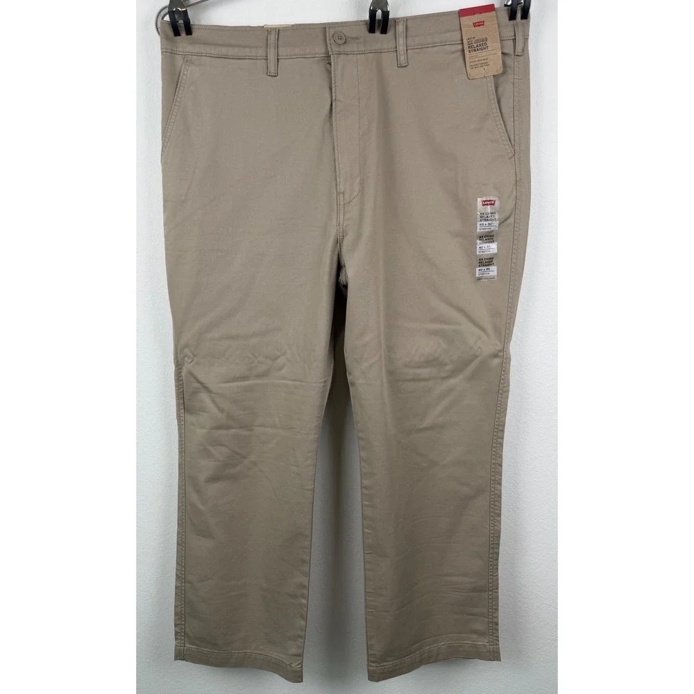 New Levi's XX Chino Relaxed Straight Mens 40x30 Tan Stretch Khaki Casual Pants